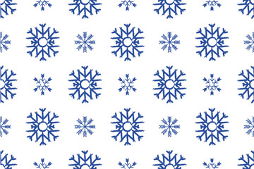 Cartoon snowflakes Christmas seamless vector pattern.