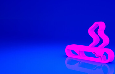 Pink Cigarette icon isolated on blue background. Tobacco sign. Smoking symbol. Minimalism concept. 3d illustration 3D render.