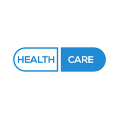 blue and white drug capsule health care logo