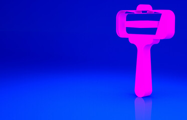 Pink Shaving razor icon isolated on blue background. Minimalism concept. 3d illustration 3D render.