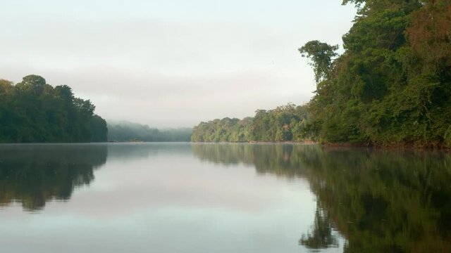 Morning over the river in the Amazonian forest