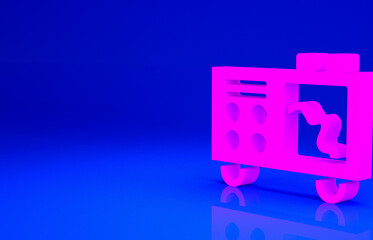 Pink Spectrometer icon isolated on blue background. Minimalism concept. 3d illustration 3D render.