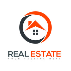 orange house real estate logo