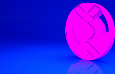 Pink DNA symbol icon isolated on blue background. Genetic engineering, genetics testing, cloning, paternity testing. Minimalism concept. 3d illustration 3D render.