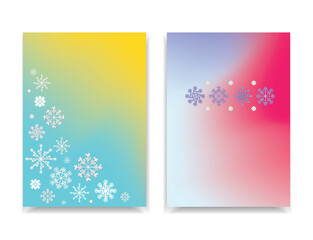 Winter Colorful mesh banners with white snowflakes. Abstract gradient background template cover of greeting card. Easy editable soft colored pattern jpeg illustration