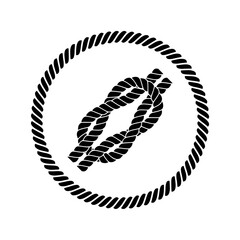 Marine rope or nautical cordage node or knot icon isolated on white background