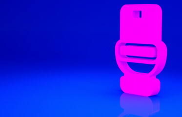 Pink Toilet bowl icon isolated on blue background. Minimalism concept. 3d illustration 3D render.