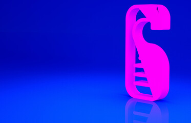 Pink Please do not disturb icon isolated on blue background. Hotel Door Hanger Tags. Minimalism concept. 3d illustration 3D render.