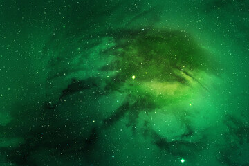 space light green galaxy with stars and nebula with abstract pattern beautiful panorama.