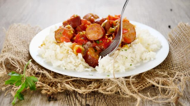 creole dish- rougail saucisse