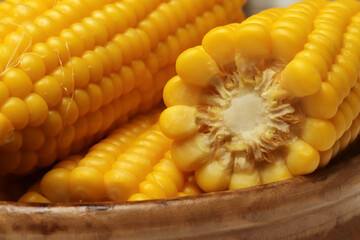 Cooked corn,  healthy vegan snack