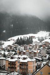 Snowy town landscape in Urtij&euml;i or Ortisei