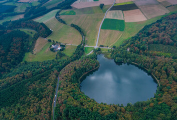 Volcanic Lake, Maar, Vulkaneifel Nature Park and Geopark, Western Eifel Territory, Eifel Region, Germany, Europe