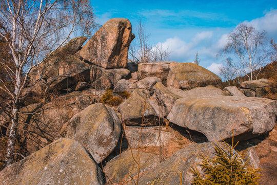 Feigenbaumklippe at Okertal. Rocky cliffs near Goslar at Harz Mountains National Park, Germany