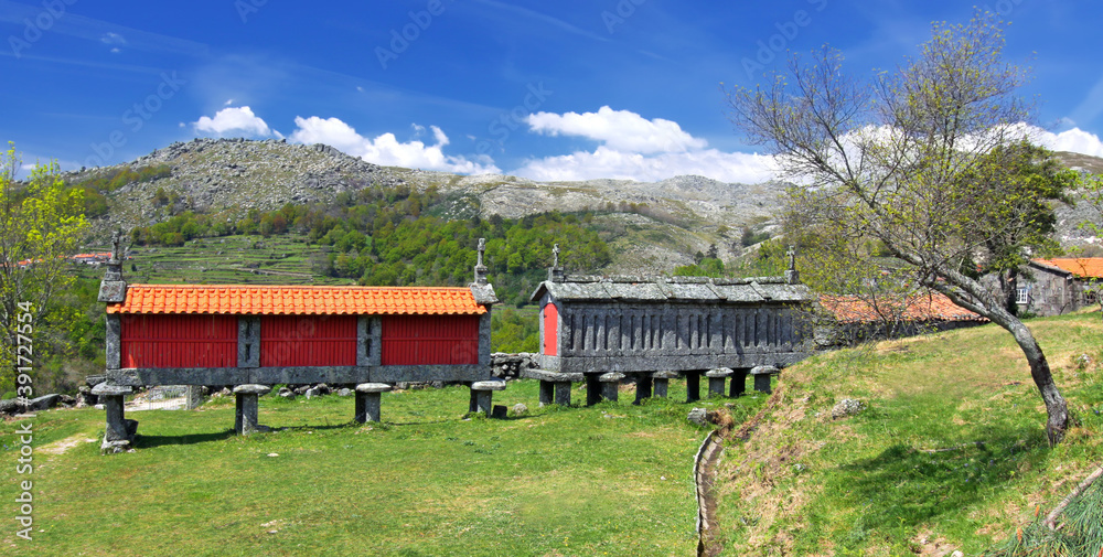 Sticker Traditional Granary (Espigueiros) at Peneda-Geres National Park (North Portugal)