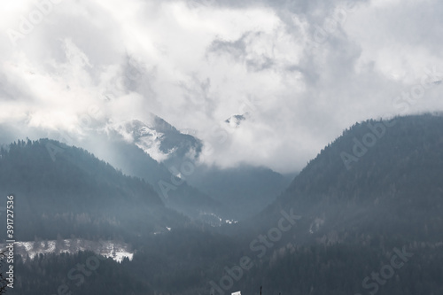 Foggy And Misty Mountain In The Dolomite Wall Mural Wallpaper Murals Felix