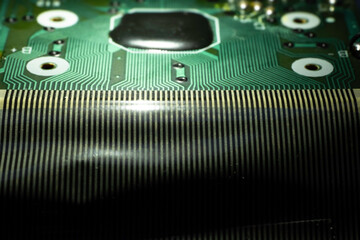 Electronic circuit board of an electronical calculator with many electrical components