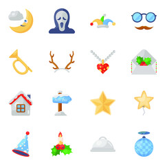 
Set of Events and Celebrations Flat Icons
