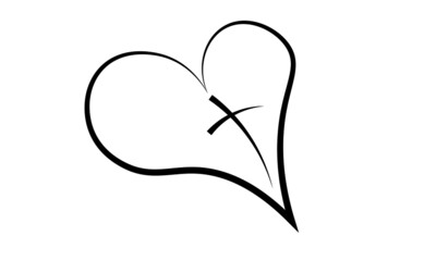 Cross Heart, Christian Faith, Typography for print or use as poster, card, flyer or T Shirt