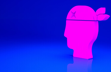 Pink Pirate captain icon isolated on blue background. Minimalism concept. 3d illustration 3D render.