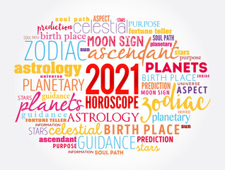 Fototapeta premium Your 2021 HOROSCOPE word cloud collage , concept background