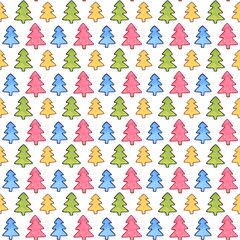 Pattern with colored Christmas trees .