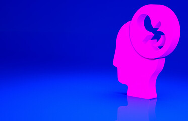 Pink Baby dummy pacifier icon isolated on blue background. Toy of a child. Minimalism concept. 3d illustration 3D render.