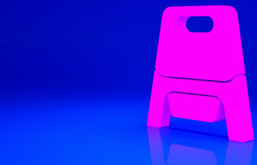 Pink Baby potty icon isolated on blue background. Chamber pot. Minimalism concept. 3d illustration 3D render.