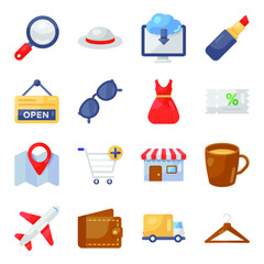 
Pack of Shopping and Commerce Icons in Flat Style 
