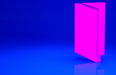 Pink Brochure template layout icon isolated on blue background. Corporate business annual report, catalog, magazine, flyer mockup. Minimalism concept. 3d illustration 3D render.