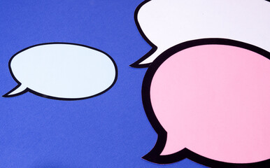 message icons on blue background. classic letter logo