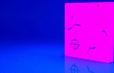 Pink World travel map with airplanes icon isolated on blue background. Minimalism concept. 3d illustration 3D render.
