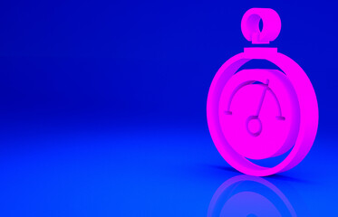 Pink Barometer icon isolated on blue background. Minimalism concept. 3d illustration 3D render.