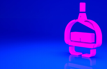 Pink Ski lift icon isolated on blue background. Minimalism concept. 3d illustration 3D render.