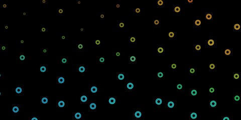 Dark blue, yellow vector pattern with coronavirus elements.