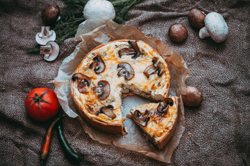 quiche pie with mushrooms