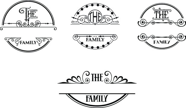 Family Name Monogram Bundle Vector Illustration