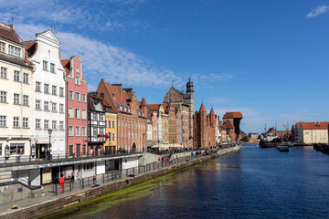 Fototapeta premium Gdansk, Old Town - historic buildings on the banks of the River Motlawa, Poland