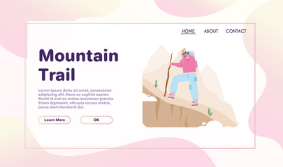 Vector banner of Mountain trail concept