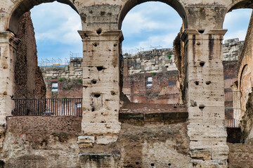 The Colosseum and the homonymous square on a summer day, Rome, Italy