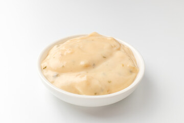 Cream sauce on white background