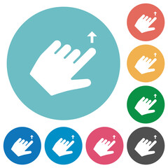 Left handed move up gesture flat round icons