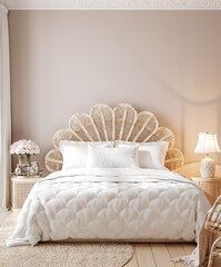 Luxury feminine bedroom, 3d render