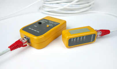 RJ45 cable network tester. Twisted pair test tool.