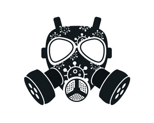 Gas mask vector illustration isolated on white. Respirator vector illustration. Can be used in T-shirt print, tattoo design, logo. Urban style
