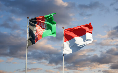 Beautiful national state flags of Indonesia and Afghanistan.