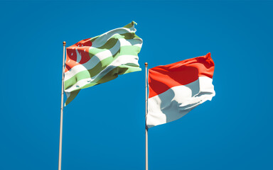 Beautiful national state flags of Indonesia and Abkhazia.