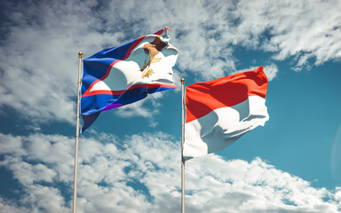 Beautiful national state flags of Indonesia and American Samoa.