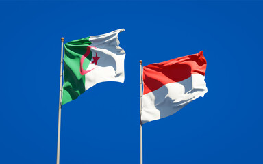 Beautiful national state flags of Indonesia and Algeria.