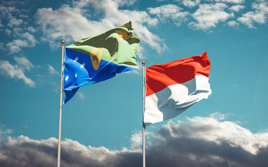 Beautiful national state flags of Indonesia and Christmas Island.